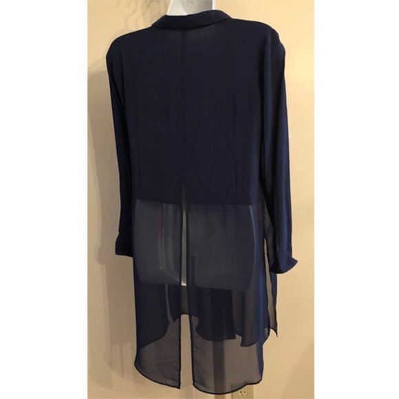 BcbGeneration long slit split navy button shirt S great for layering styling - Picture 3 of 9